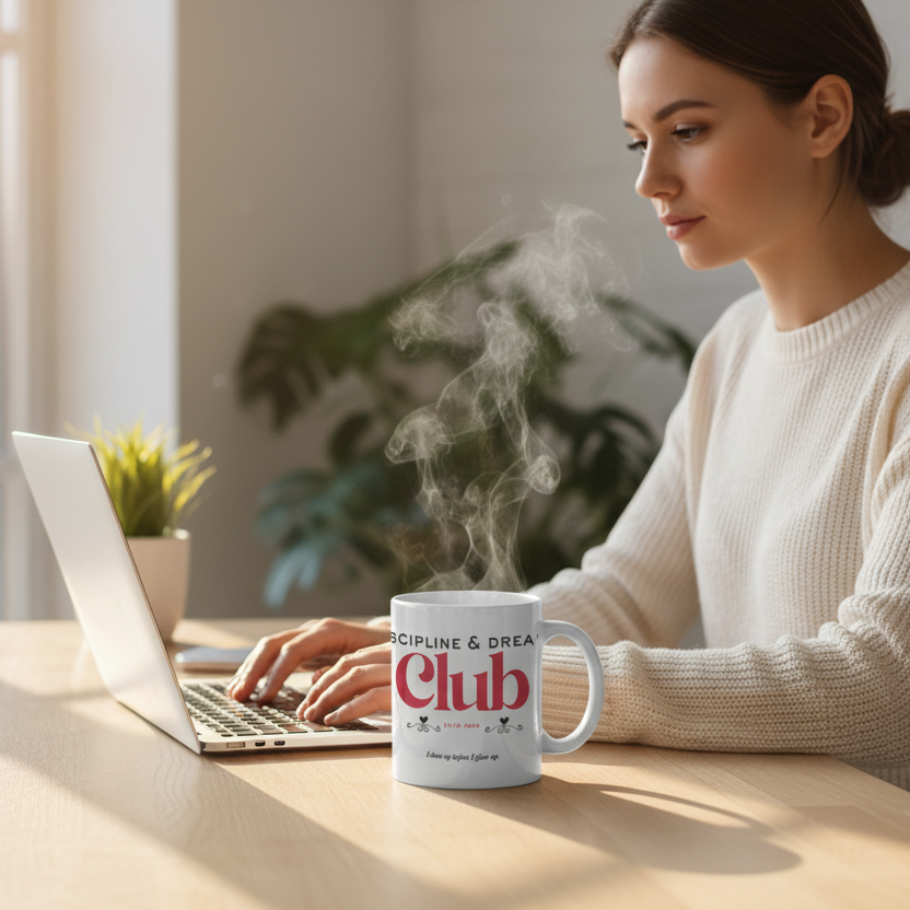 Discipline & Dreams Club Panoramatasse weiß - Weiß