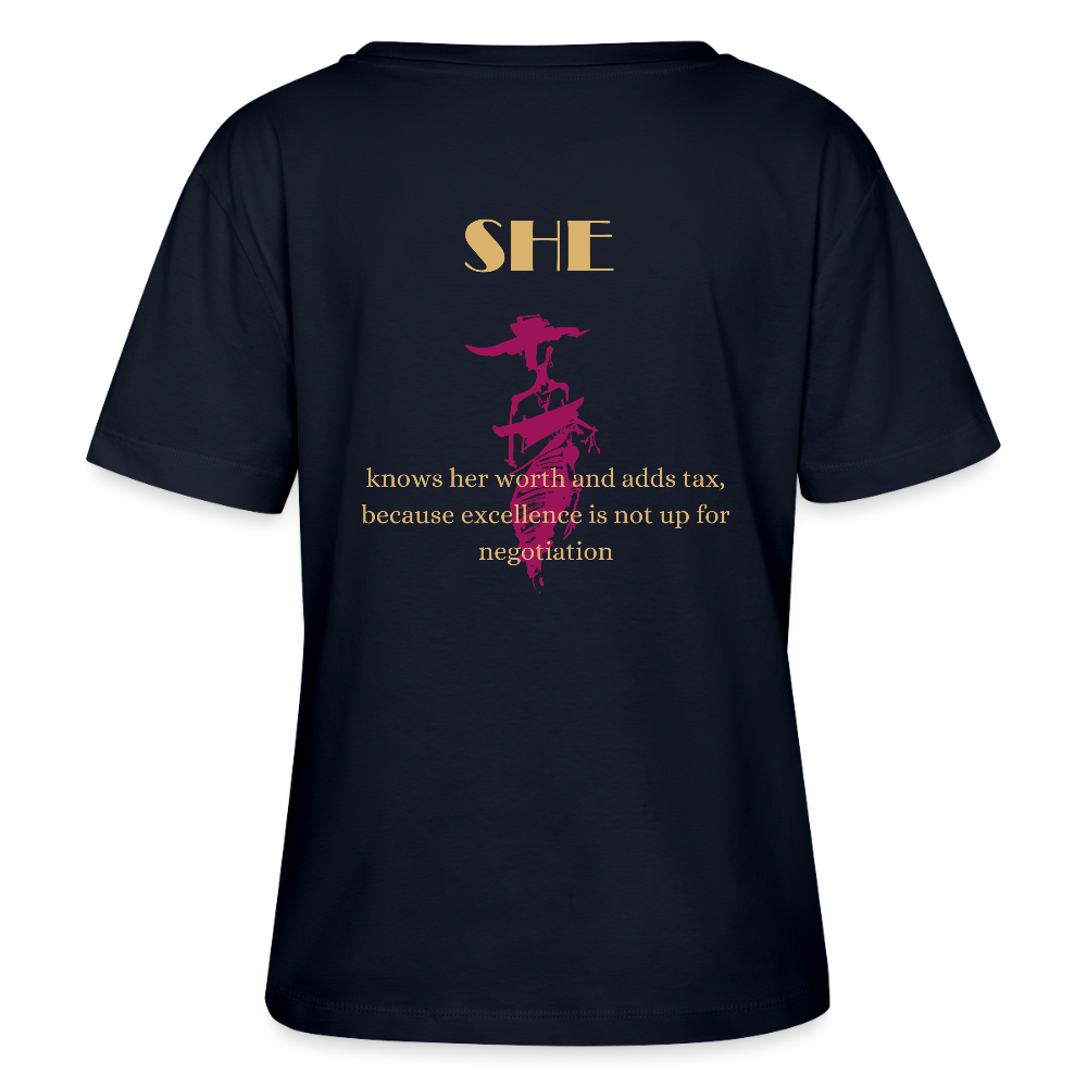 She T-Shirt Rundhals Frauen Bio-T-Shirt Navy
