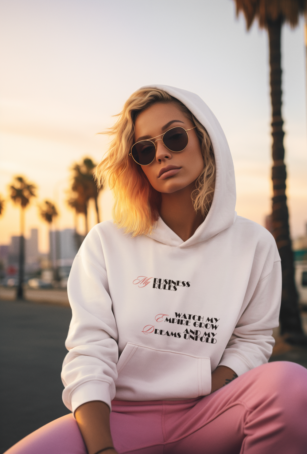 My Business My Rules Hoodie weiß