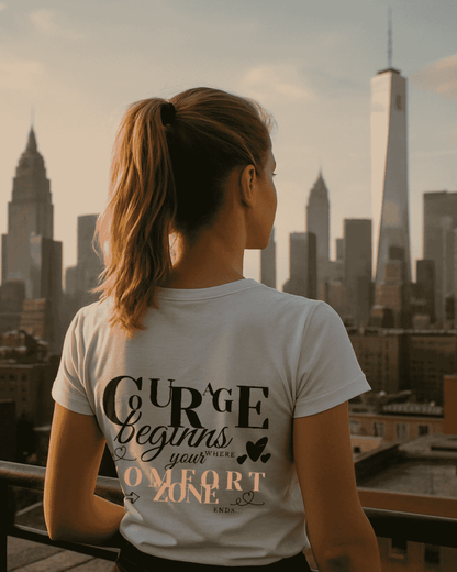 Courage Comfort Zone T-Shirt Rundhals weiß