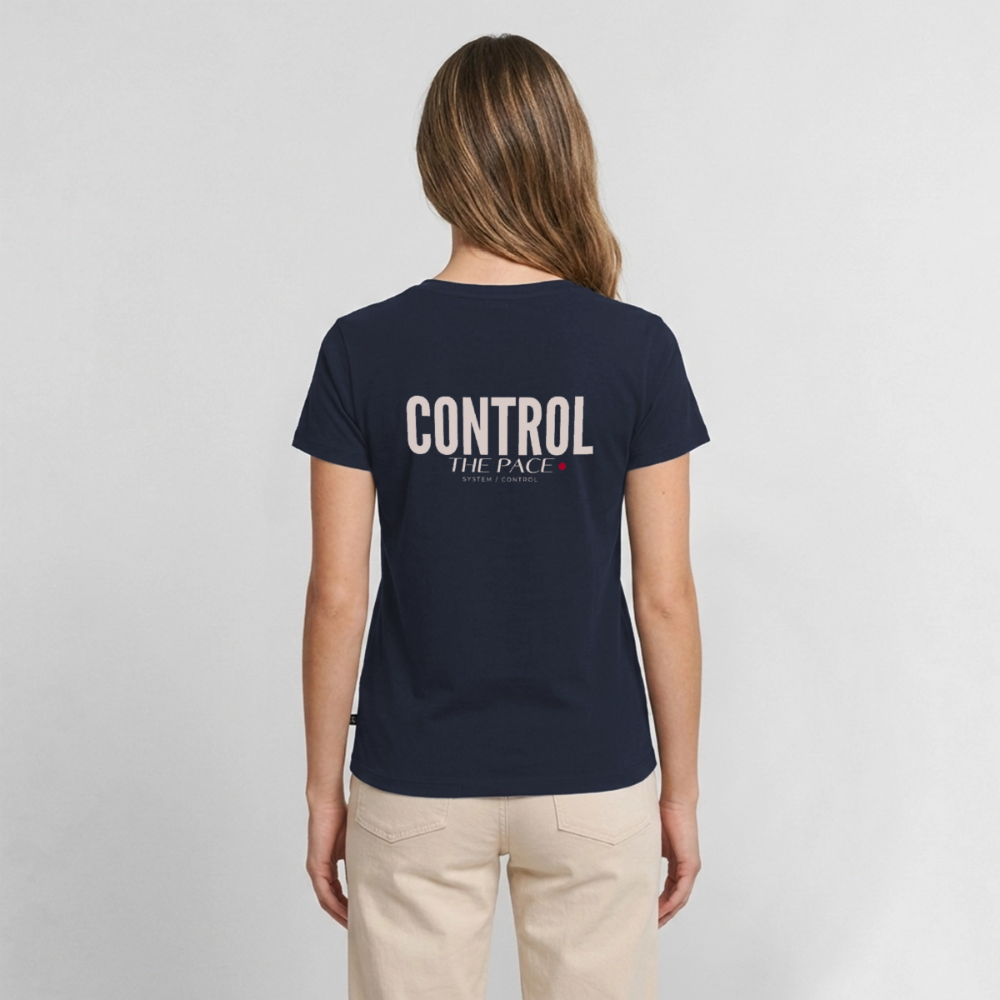 Control the pace Bio-T-Shirt mit V-Ausschnitt - Navy