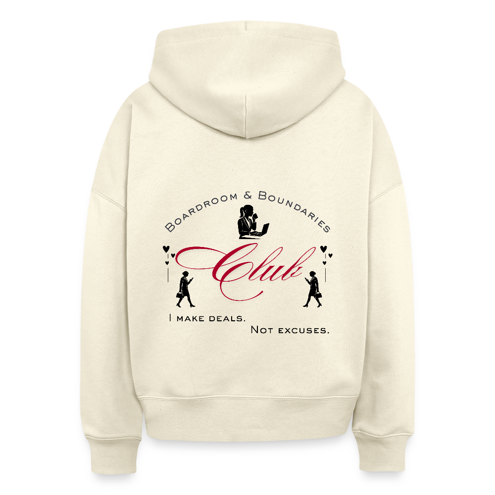 Boardroom & Boundaries Club Boxy Hoodie hell - Weißgrau