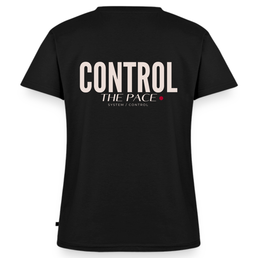 Control the pace Bio-T-Shirt mit V-Ausschnitt - Schwarz