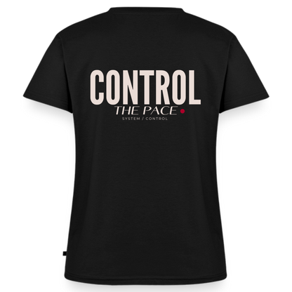 Control the pace Bio-T-Shirt mit V-Ausschnitt - Schwarz