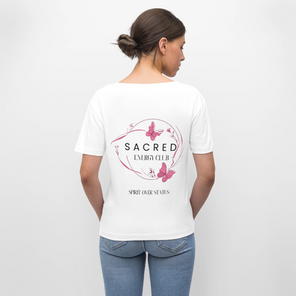 Sacred Energy Club T-Shirt Rundhals - Weiß