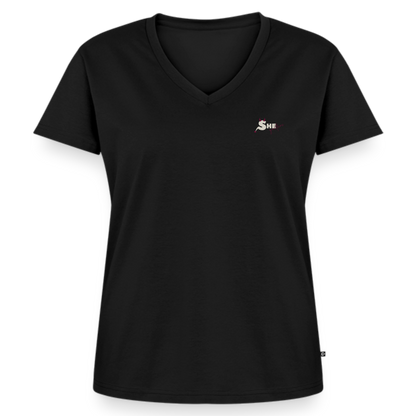 Control the pace Bio-T-Shirt mit V-Ausschnitt - Schwarz