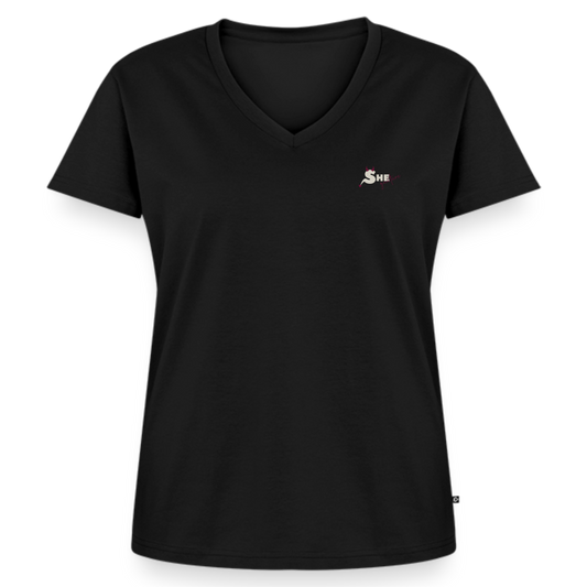 Control the pace Bio-T-Shirt mit V-Ausschnitt - Schwarz