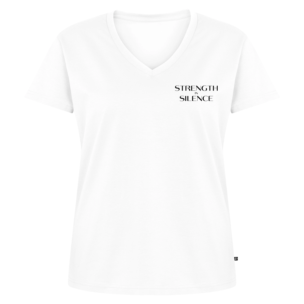 strength in silence Bio-T-Shirt mit V-Ausschnitt - Weiß