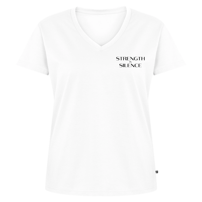 strength in silence Bio-T-Shirt mit V-Ausschnitt - Weiß
