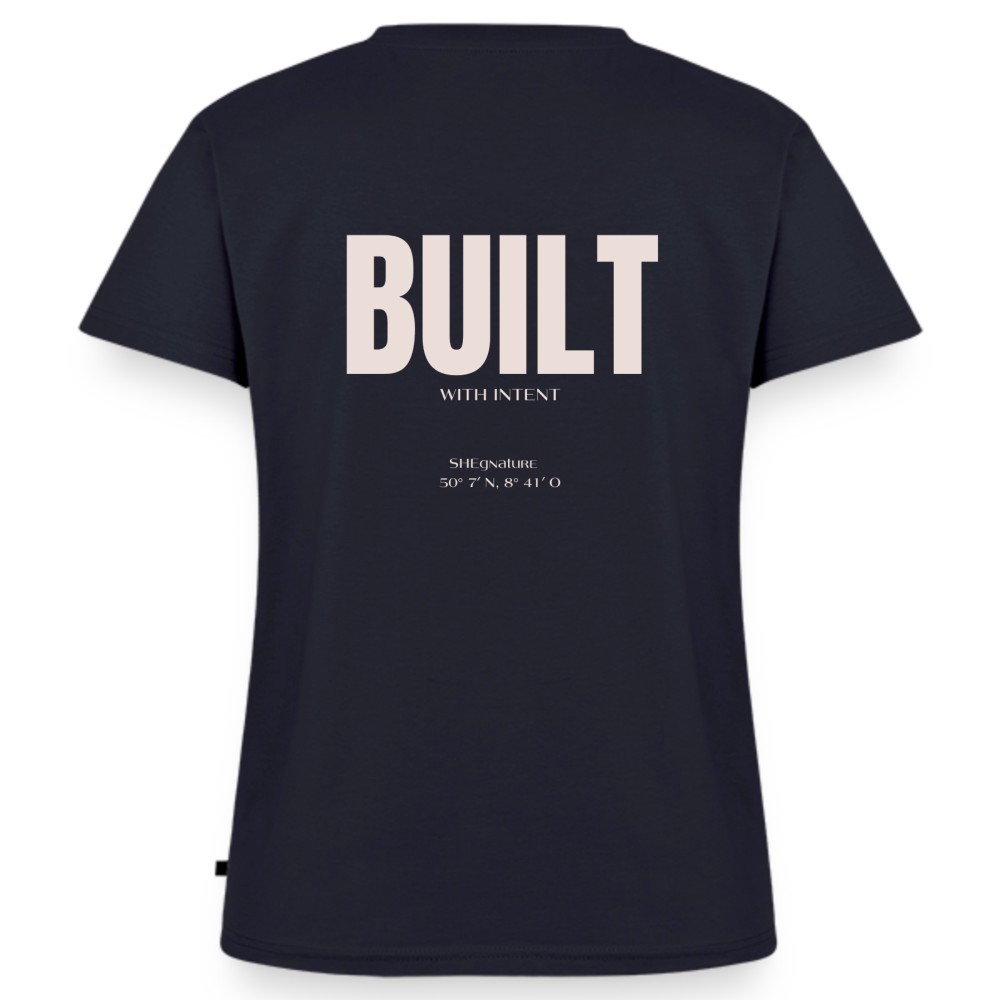 Built with intent Bio-T-Shirt mit V-Ausschnitt - Navy