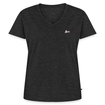 Control the pace Bio-T-Shirt mit V-Ausschnitt - Anthrazit meliert
