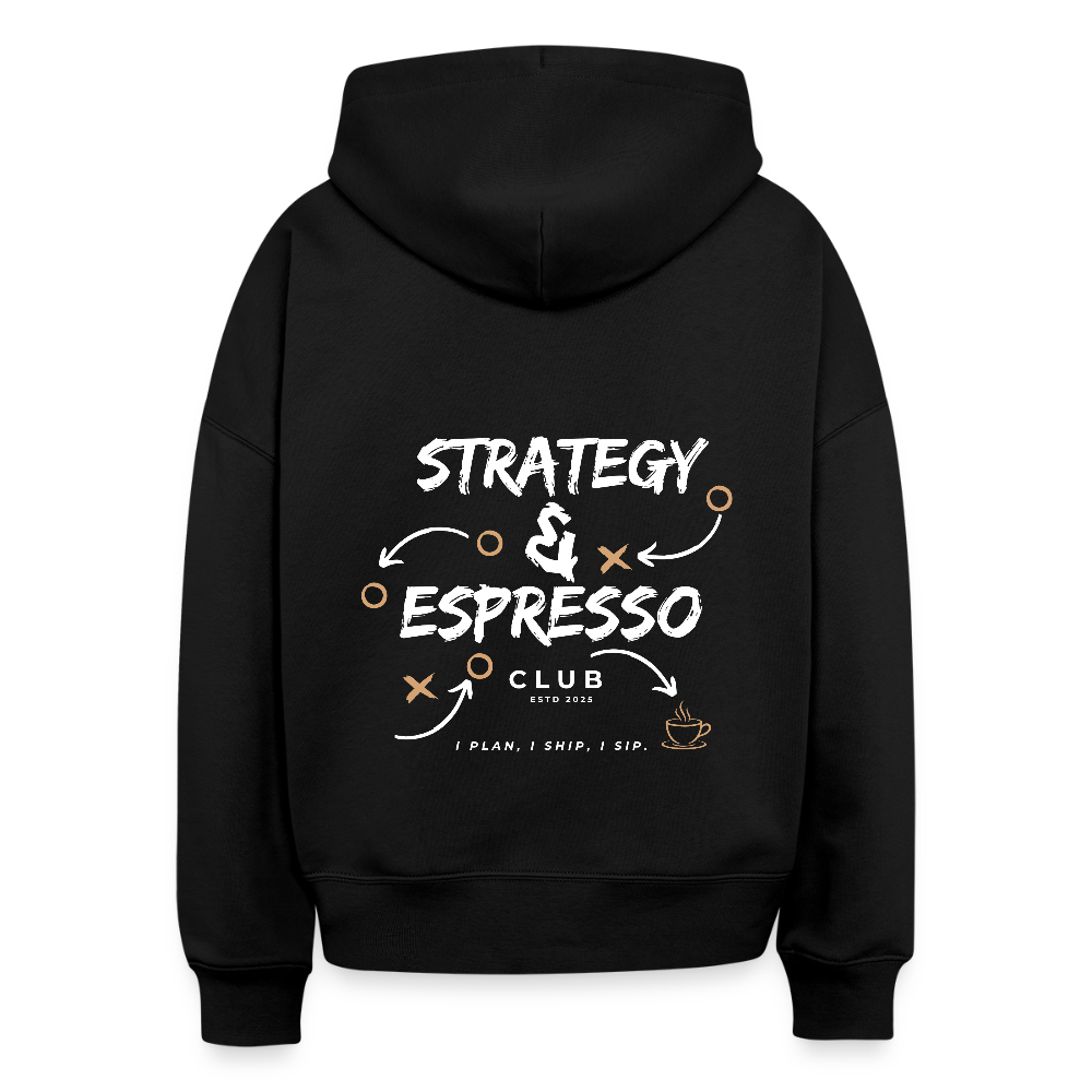 Strategy & Espresso Club Boxy Hoodie - Schwarz