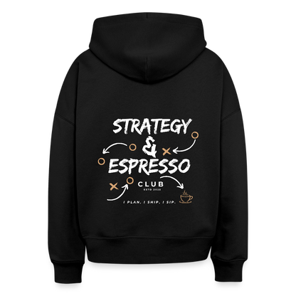 Strategy & Espresso Club Boxy Hoodie - Schwarz