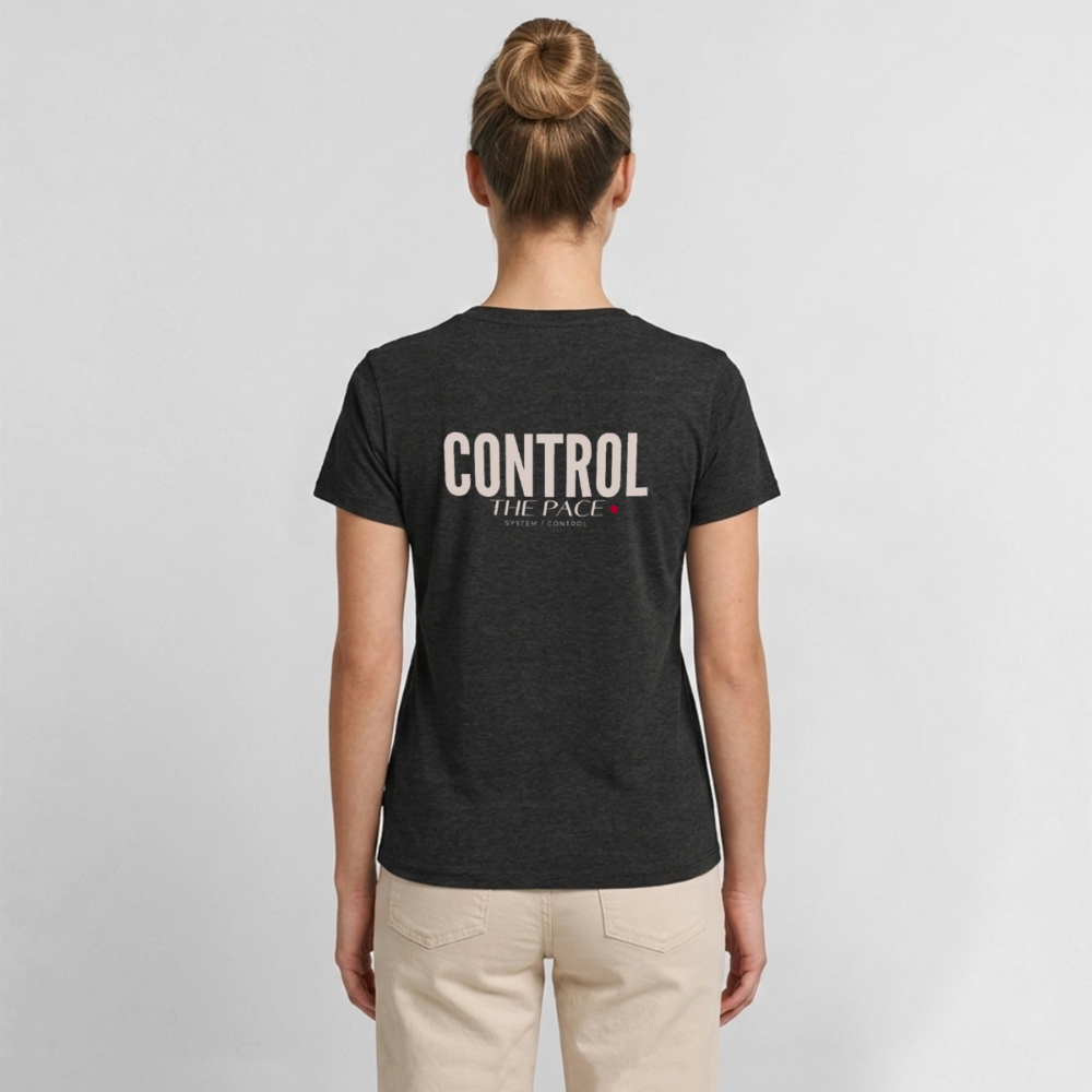 Control the pace Bio-T-Shirt mit V-Ausschnitt - Anthrazit meliert