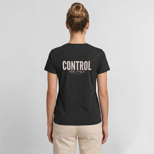 Control the pace Bio-T-Shirt mit V-Ausschnitt - Anthrazit meliert