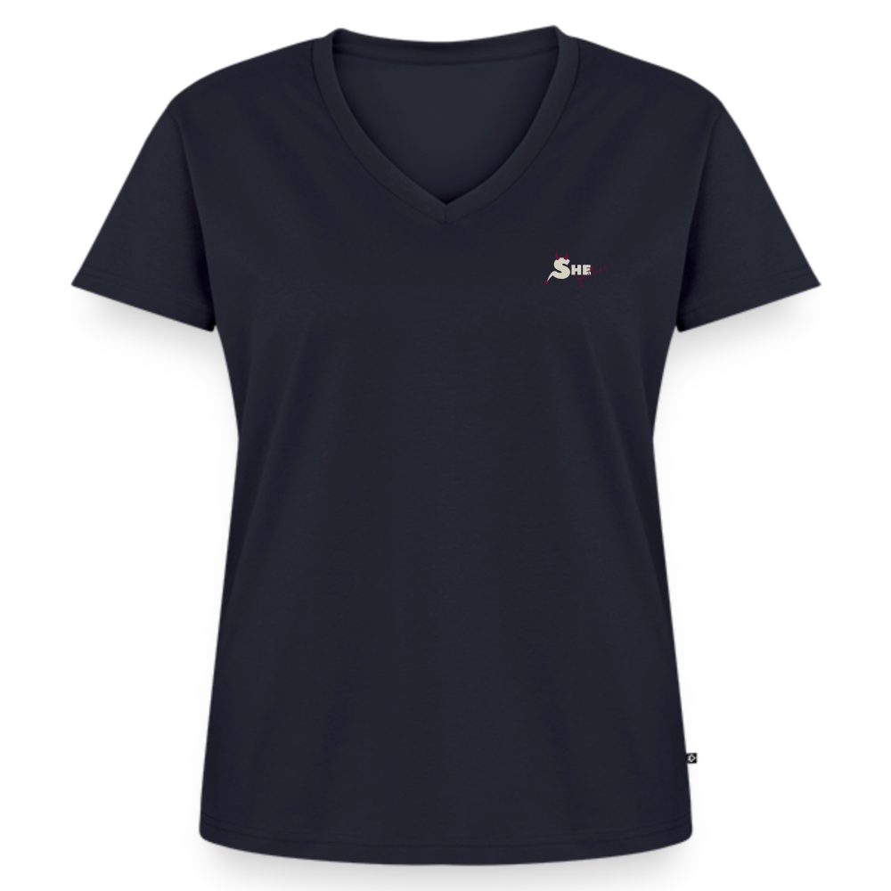 Built with intent Bio-T-Shirt mit V-Ausschnitt - Navy