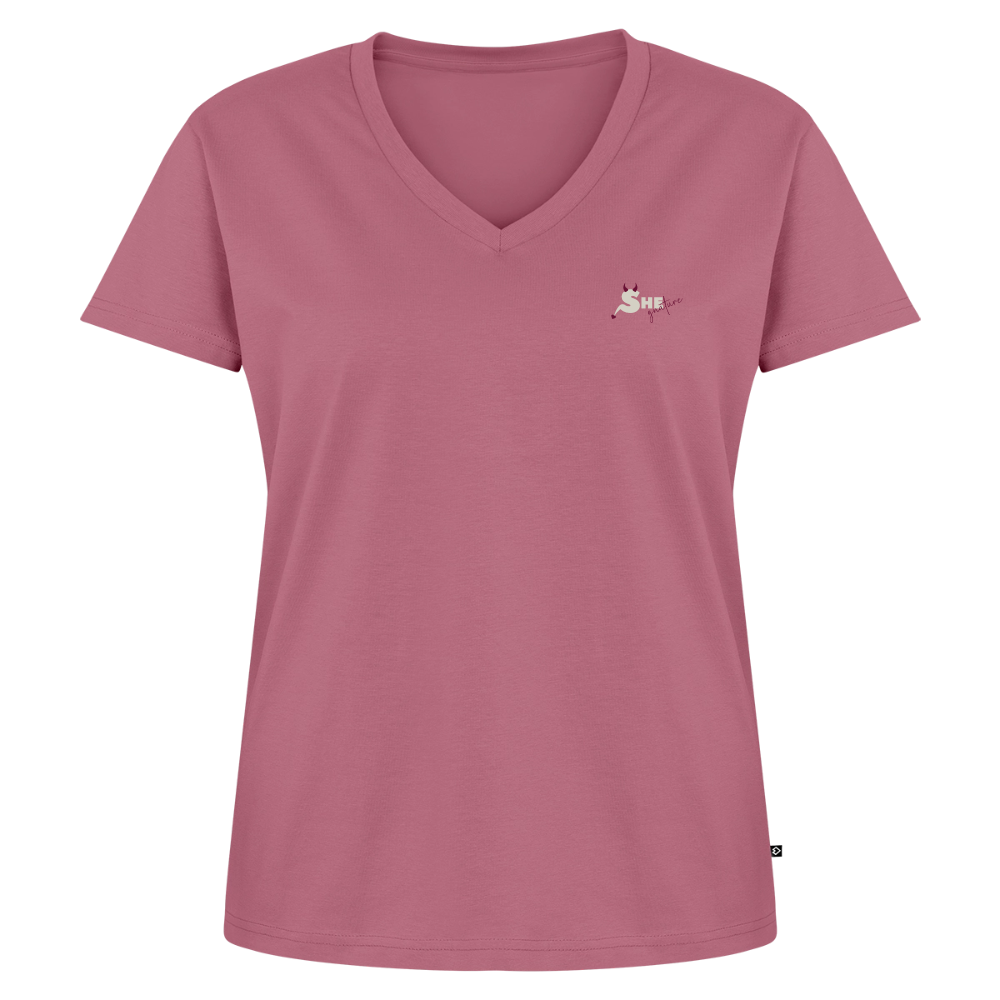 Control the pace Bio-T-Shirt mit V-Ausschnitt - Mauve