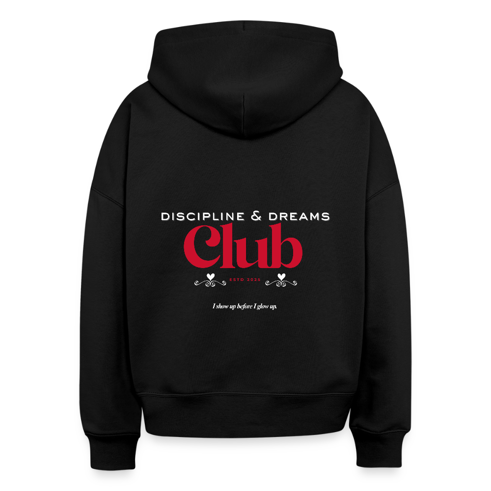 Discipline & Dreams Club Boxy Hoodie - Schwarz