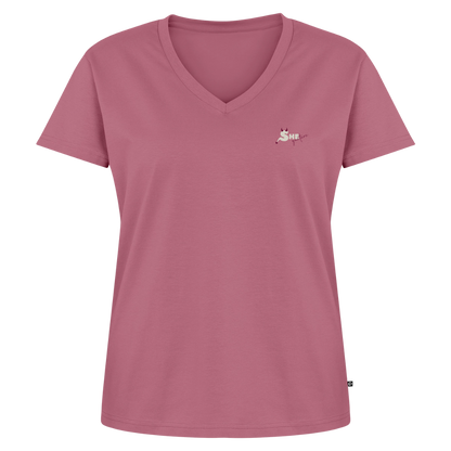 Built with intent Bio-T-Shirt mit V-Ausschnitt - Mauve