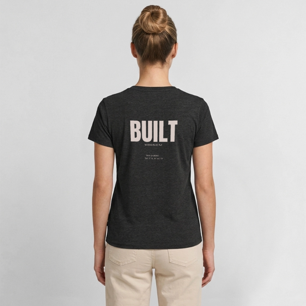 Built with intent Bio-T-Shirt mit V-Ausschnitt - Anthrazit meliert