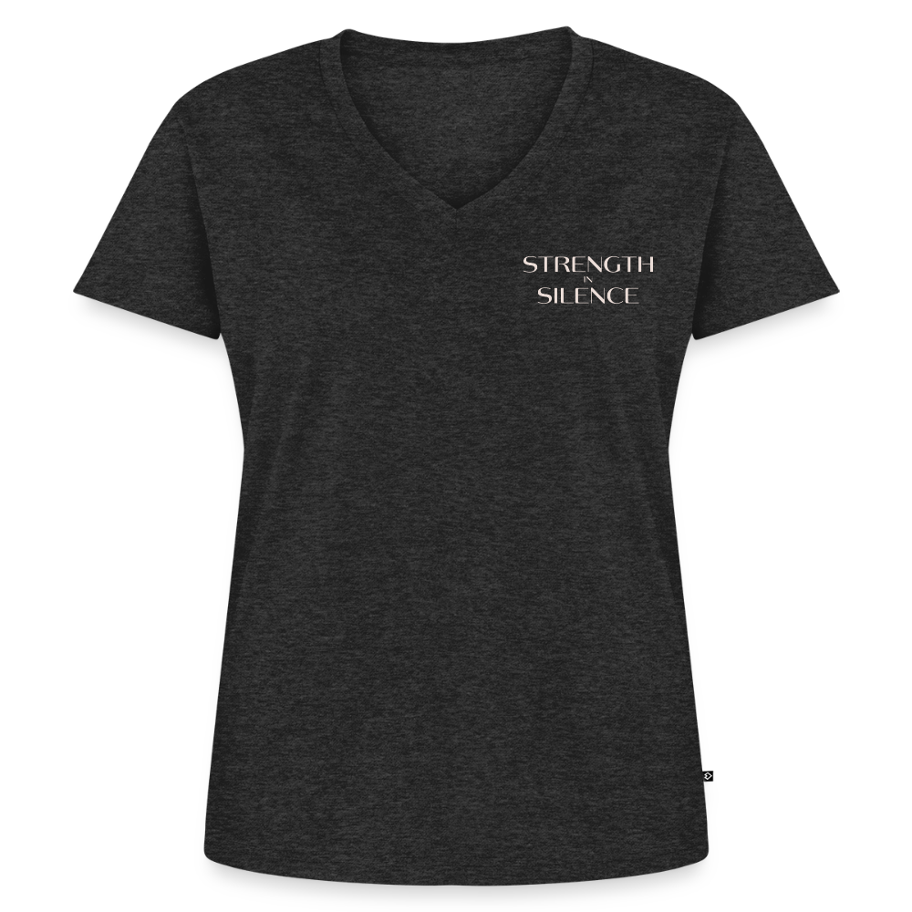 strength in silence Bio-T-Shirt mit V-Ausschnitt dunkel - Anthrazit meliert