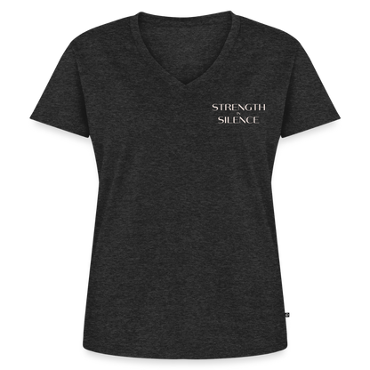 strength in silence Bio-T-Shirt mit V-Ausschnitt dunkel - Anthrazit meliert