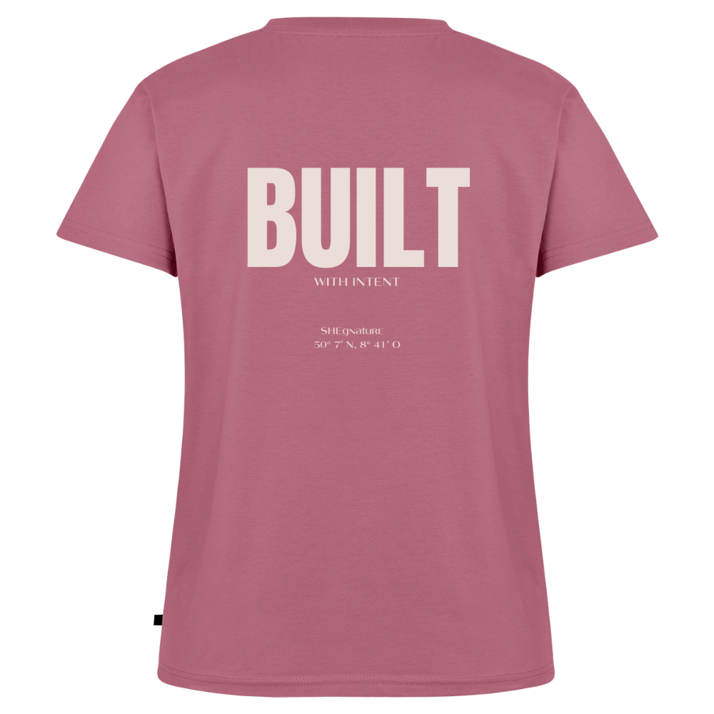 Built with intent Bio-T-Shirt mit V-Ausschnitt - Mauve