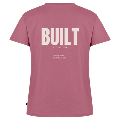 Built with intent Bio-T-Shirt mit V-Ausschnitt - Mauve