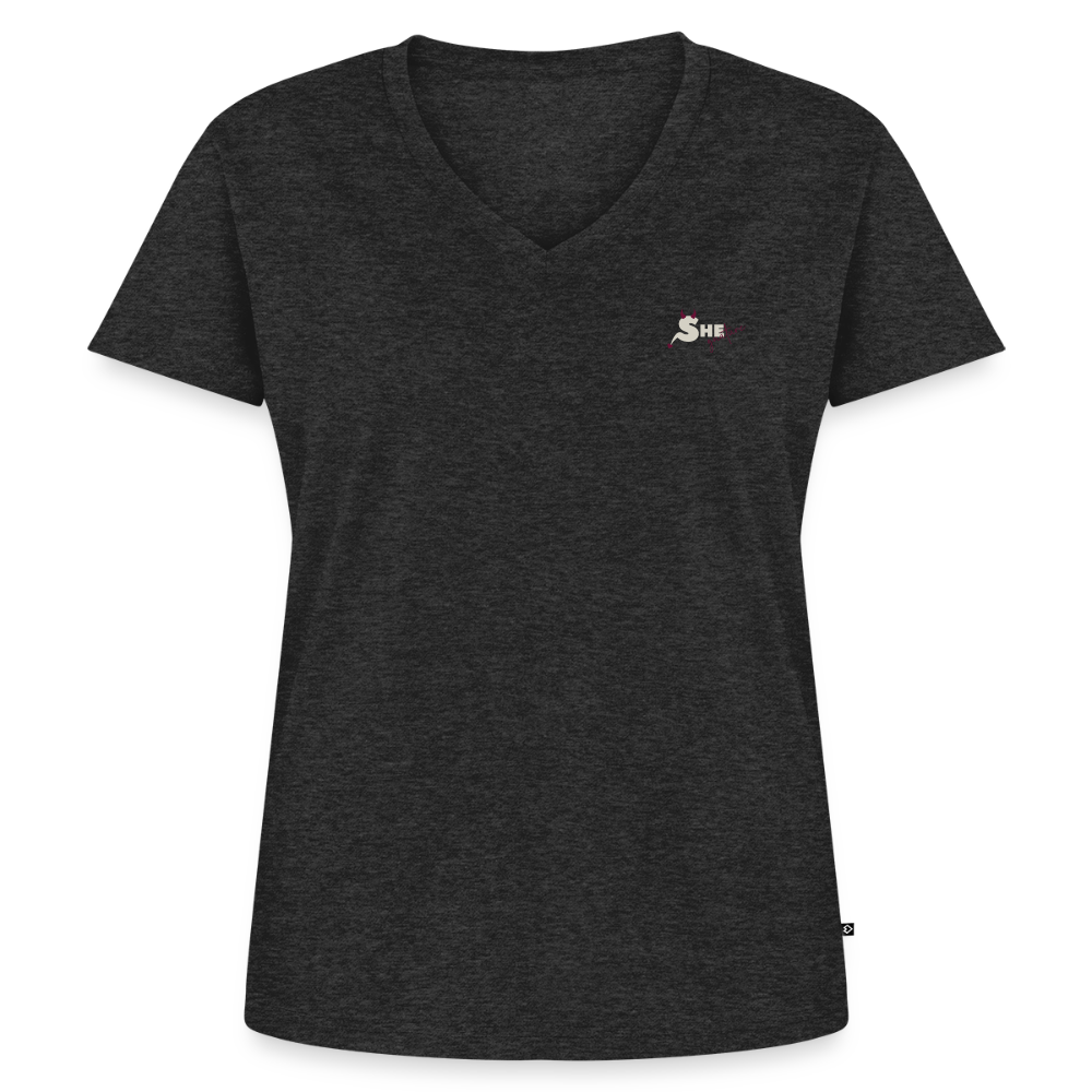 Built with intent Bio-T-Shirt mit V-Ausschnitt - Anthrazit meliert