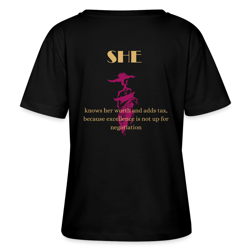 She T-Shirt Rundhals Frauen Bio-T-Shirt  Schwarz