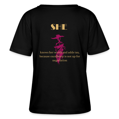 She T-Shirt Rundhals Frauen Bio-T-Shirt  Schwarz