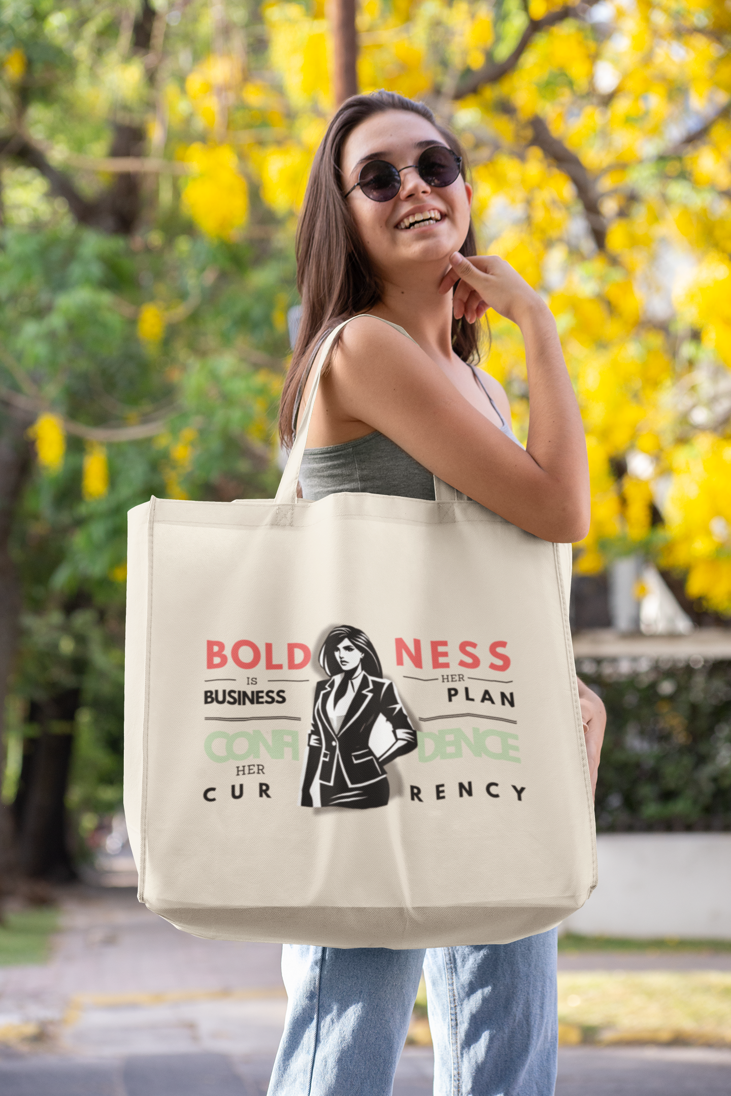 „Boldness is Her Business Plan Shopping Bag – Nachhaltige Tasche für selbstbewusste Frauen“