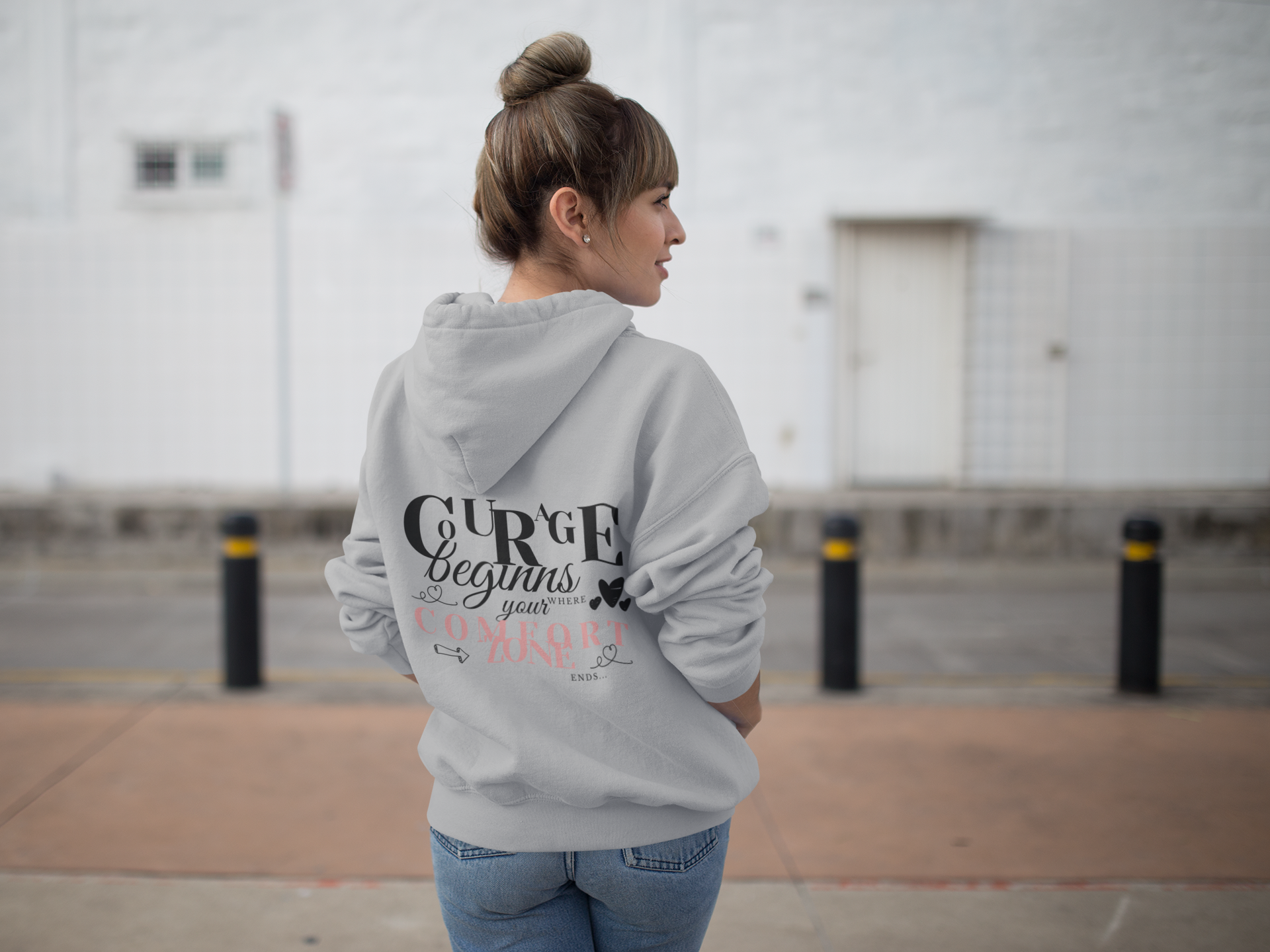 Courage Comfort Zone Kapuzenjacke grau melliert