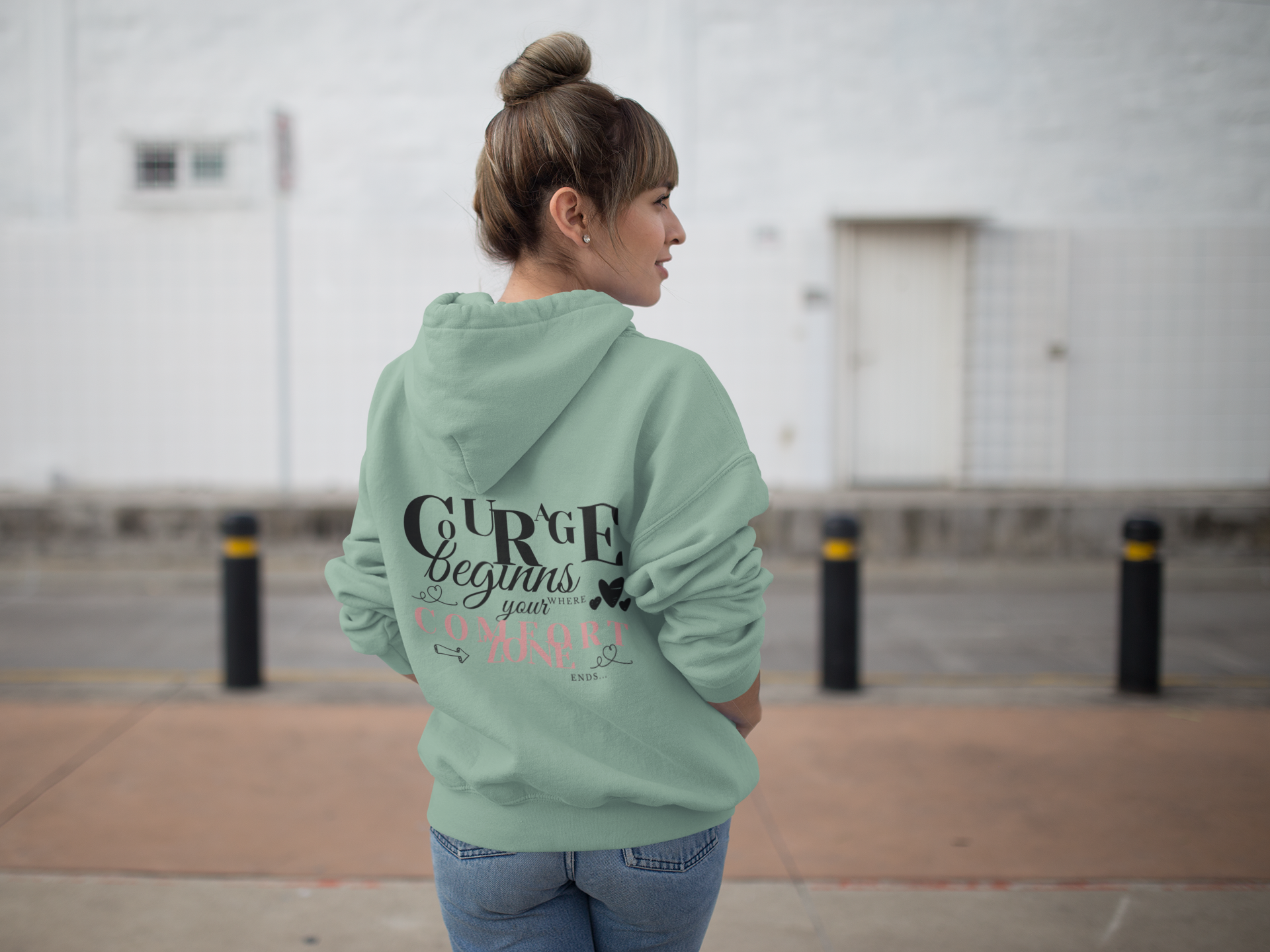 Courage Comfort Zone Kapuzenjacke helles grau grün