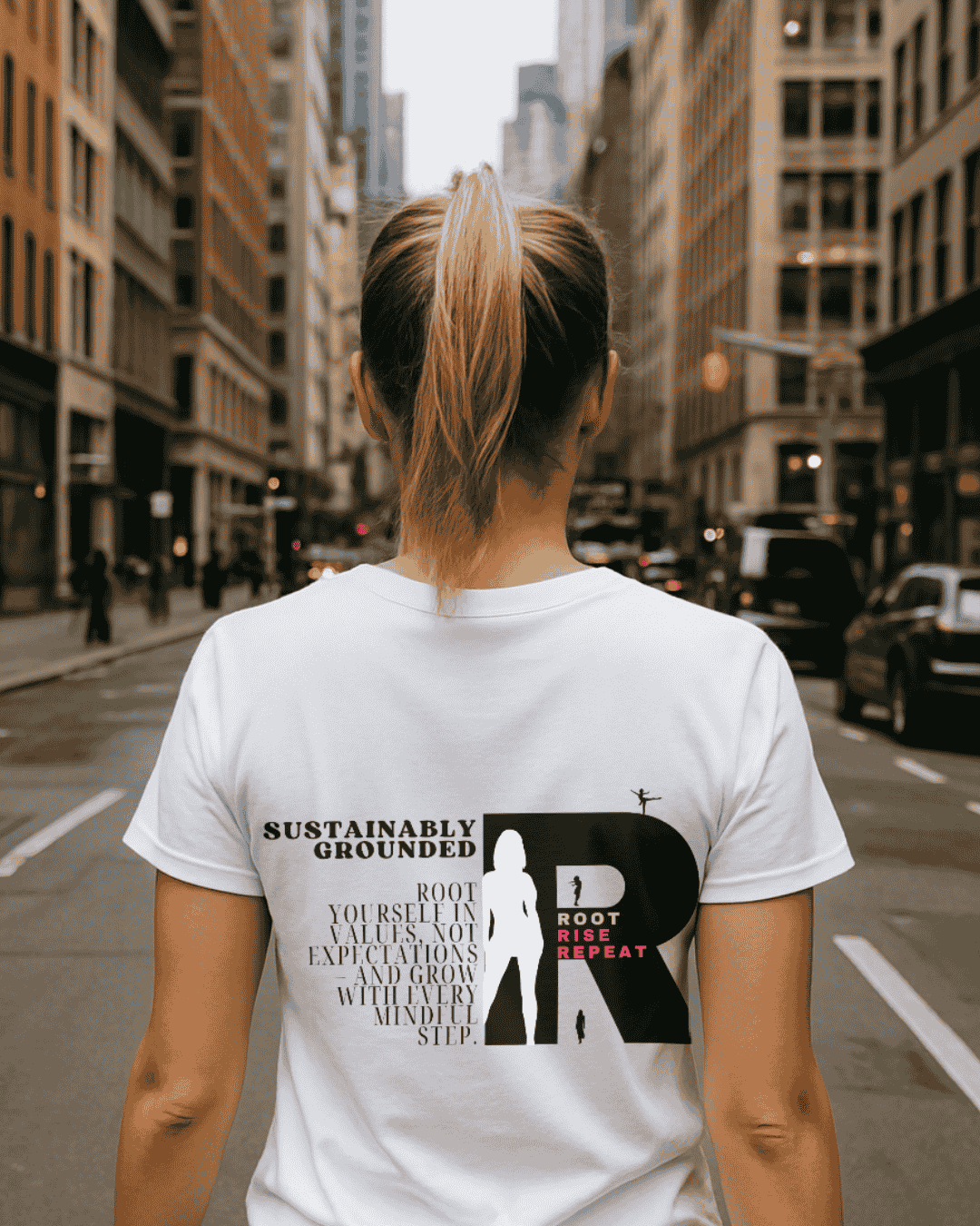 Sustainably Grounded T-Shirt V-Neck weiß