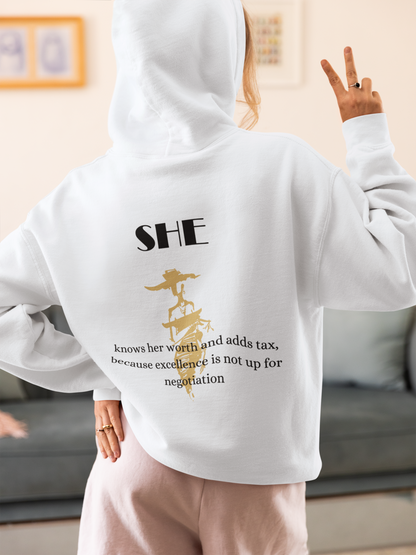 "She Knows Her Worth" Hoodie – Zeige Deinen Wert mit Stil und Nachhaltigkeit