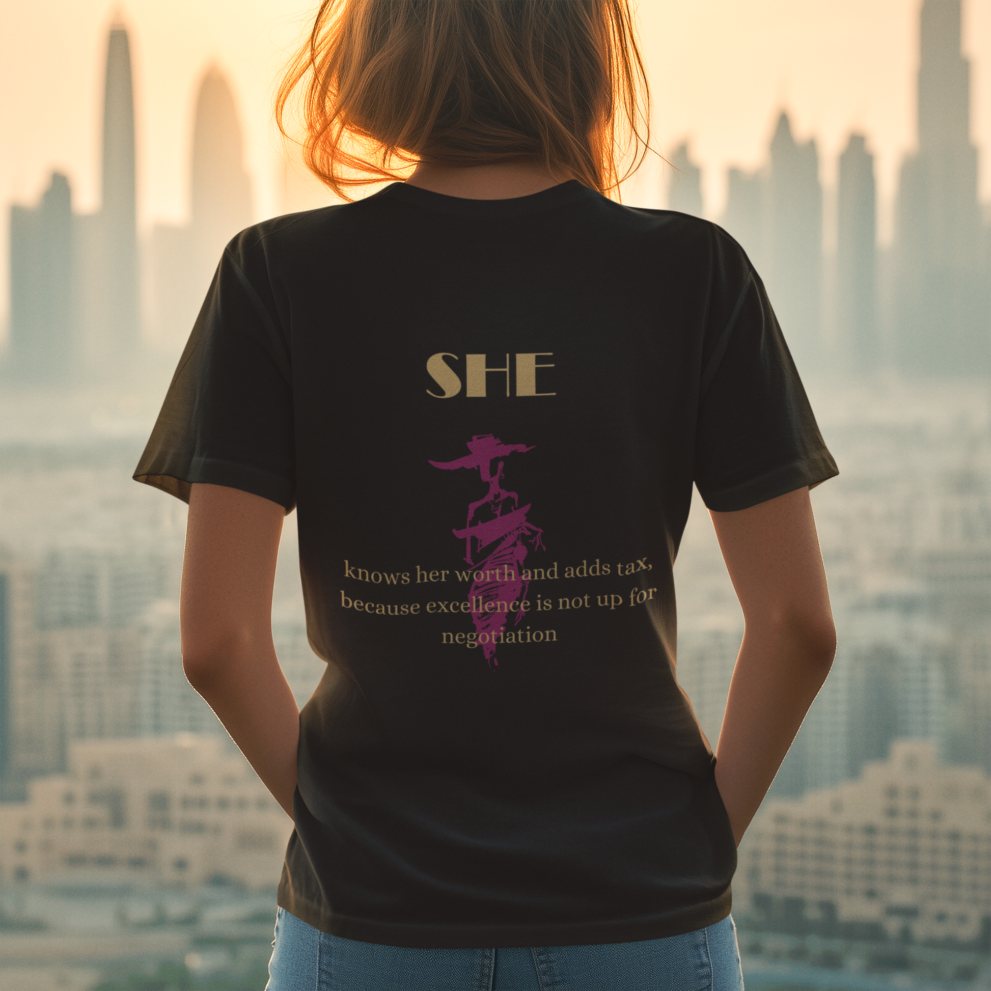 She T-Shirt Rundhals schwarz