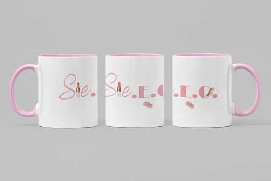 Sie.E.O. Tasse weiß ros
