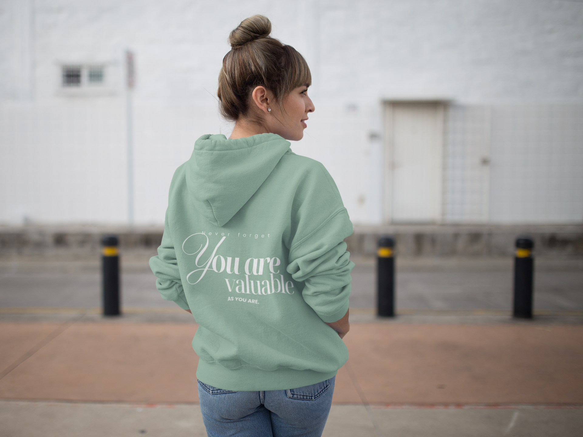 You are valuable Kapuzenjacke helles grau grün